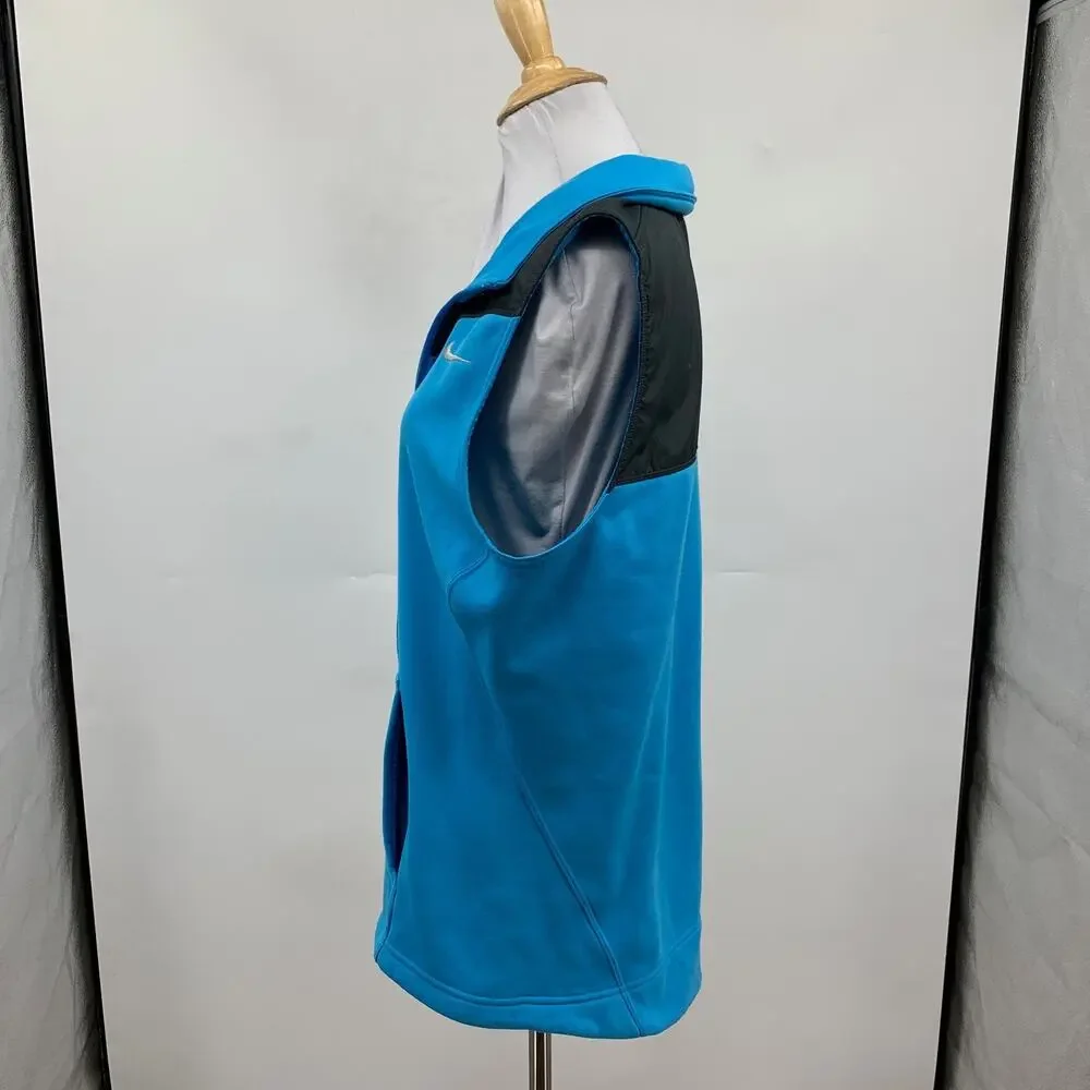 Nike Vest Womens XL Peacock Therma Fit Fleece Lined Full Zip Pocket Hidden Hood